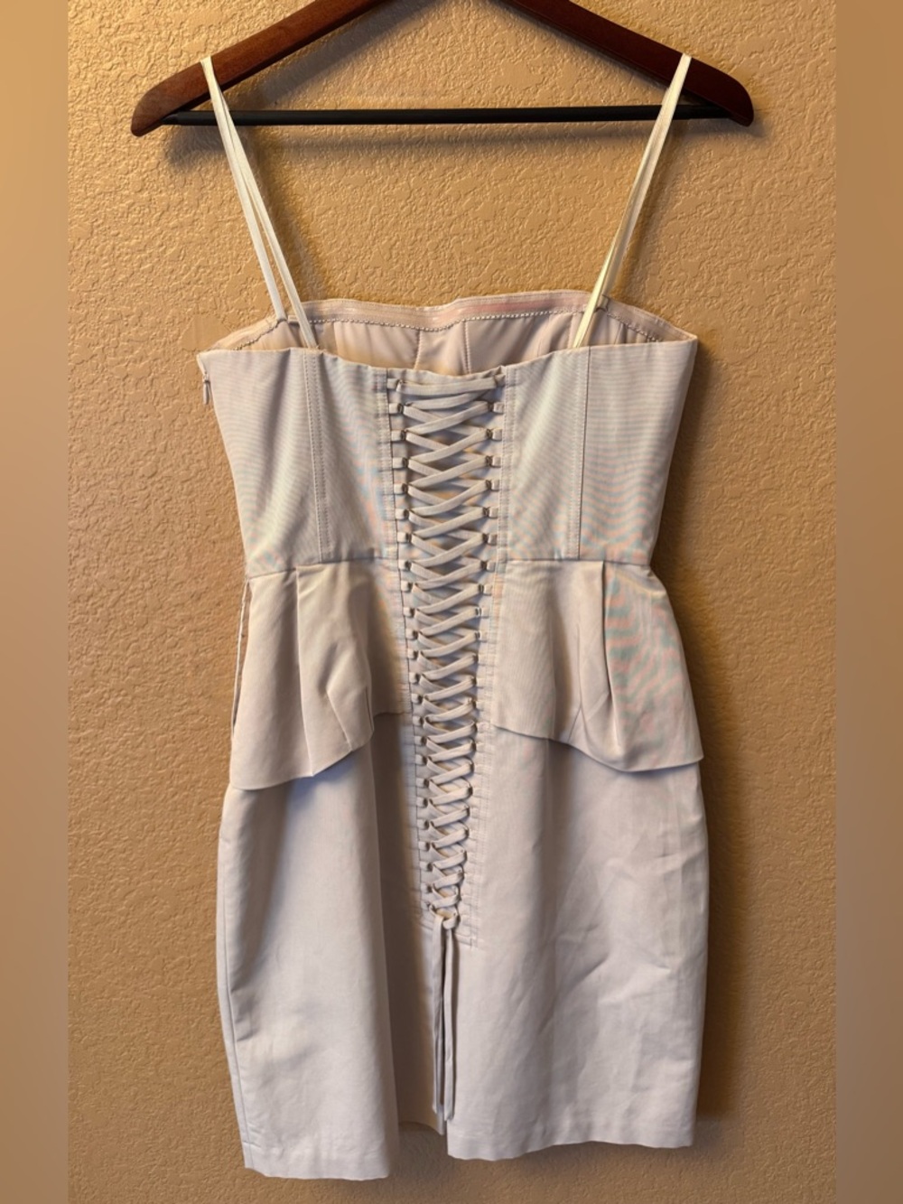 NWT BCBG Max Azria Avanti Corset Peplum Dress Beige 0 - Picture 3 of 6